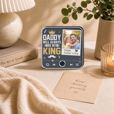 Personalized Daddy Will Always Be My King Musical Fridge Magnet from Daughter & Son Music Player Style Photo Frame